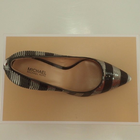 NIB MICHAEL KORS 40R6MFMP3D BLK & SLV PUMP 6.5 - Picture 5 of 8